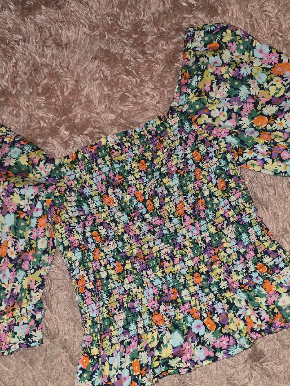 GAP Floral Off-Shoulder Smocked Top - Multi Floral
